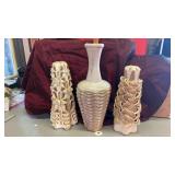 15 IN VASE AND 2 -12 IN RIBBON CANDLES