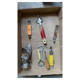 VINTAGE OPENERS AND SILVER PLATED AMERICAN EAGLE