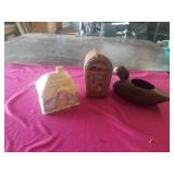 MUSICAL WOOD JUKEBOX, OTHER DECORATIVE ITEMS