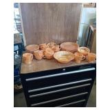 PARTIAL SET FIRE KING ORANGE GLAZE DISHES