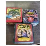 3 CRAYOLA NEW TINS WITH CRAYONS