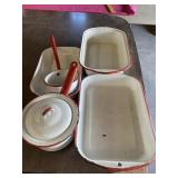 ENAMEL POT. PANS, LADLE  -