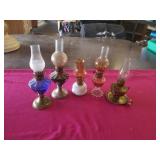 5 MINIATURE OIL/KEROSENE LAMPS