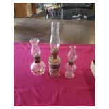 3 VINTAGE MINI KEROSENE LAMPS