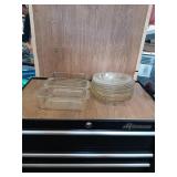 10 PYTEX PIE PLATES AND 3 GLASS LOAF BAKING DISHES
