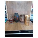 COCA COLA GLASS PITCHER AND 3 VASES