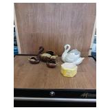 ENESCO SWAN PLANTER WITH CANDLE HOLDERS, HAEGER