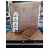 LETTER HOLDER, 2 WOOD BOXES, 16 WOOD TRAYS