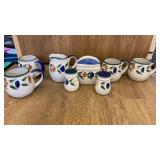 CERAMIC CUPS, CREAMER AND SALT/ PEPPER