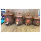 MUSHROOM CANNISTER SET HAND PAINTED IN 1972-