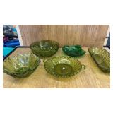 VARIETY OF GREEN GLASSWARE