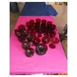 PARTIAL SET OF RUBY RED GLASS WARE