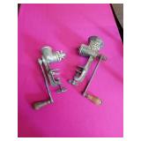 2 VINTAGE FOOD AND MEAT CHOPPERS