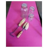 3 SWING LID JARS, 2 SHOE STRETCHERS