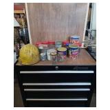 SMALL AMOUNTS OF MISC HARDWARE, SCREWS, HARDHAT