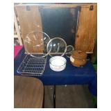 MINI CRY BUCKET AND RACK, METAL BOWLS, GLASS LIDS