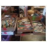 3 BOXES OF  MISCELLANOUS PENS AND PENCILS