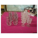 6 DRINKING GLASSES AND 8 WINE GLASSES