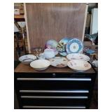 PLATES, BOWLS AND MISC GLASS WARE