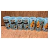 7 MID CENTURY TURQUOISE GLASSES WITH  STUNNING