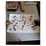 2 PORCHE RACE CAR POSTERS, AIRPLANE DRAFT PRINTS,