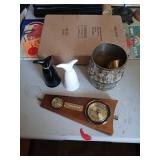 SALT AND PEPPER GRINDER, BAROMETER, BRASS ICE