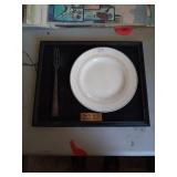 SAUCER AND FORK FROM THE RMS QUEEN MARY