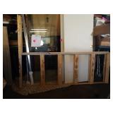 POCKET DOOR FRAME AND 2 WHITE DOORS, 61" X 84