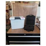 WAFFLE MAKER AND PLASTIC FILE BIN