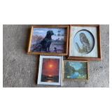 4 OUTDOOR PICTURES, ANIMALS- CLOCK