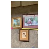 1 PAINTING AND 2 PRINTS WALL HANGINGS