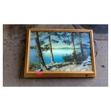 LIGHTED LAKE SCENE PICTURE- WORKS18 BY 26 BY 4