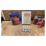 COCA-COLA PUZZLE, LUNCH TIN, VINTAGE BOTTLE CAPS