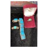 TURQUOISE LIKE JEWELRY PIECES RING IS SIZE 5 1/2