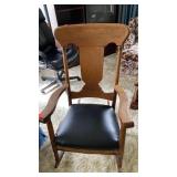 VINTAGE OAK ROCKER WITH NEW UPHOLSTERY