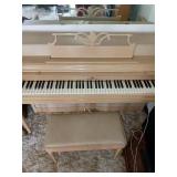 BLONDE WURLITZER PIANO AND BENCH