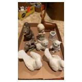 ANIMAL FIGURINES INCLUDING WOODEN ELK AND LITTLE