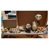 2 BIG CERAMIC  CAT -  AND MANY MINI CATS