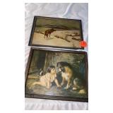 2 VINTAGE PICTURES - LONE WOLF - NO GLASS AND