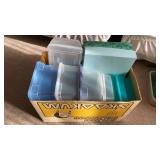 BOX OF CONTAINERS-  AND DECORATIVE  BOXES FULL OF