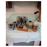CANNISTERS, ROLLING PIN, THERMOS, POTS