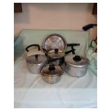 POTS WITH LIDS, 1 PAN , TEA KETTLE