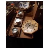 KITTY BATTERY CLOCK AND A BAROMETER, THERMOMETER,