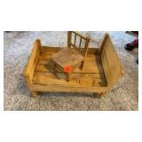 VINTAGE BABY DOLL BED AND CHAIR