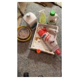 REFRIGERATOR DRAWER WITH CLOTHES PINS, DETERGENT,