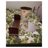 WASTE PAPER CAN,  SHELF AND A MIRROR