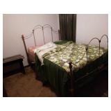 VINTAGE IRON FULL SIZE BED WITH BEDSPREAD AND