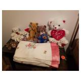STUFFED BEARS AND A BLANKET