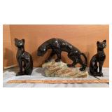 VINTAGE PUMA CAT TV LAMP WITH 2 PUMA CAT STATUES -