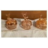 VINTAGE JEANETTE AND CARNIVAL POWDER DISHES WITH